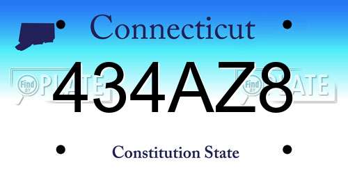 434AZ8 Connecticut License Plate