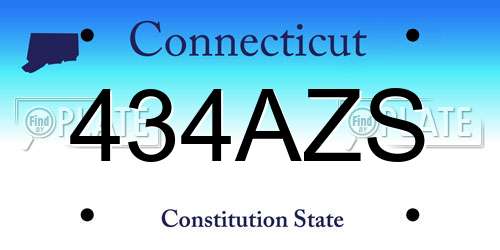 434AZS Connecticut License Plate