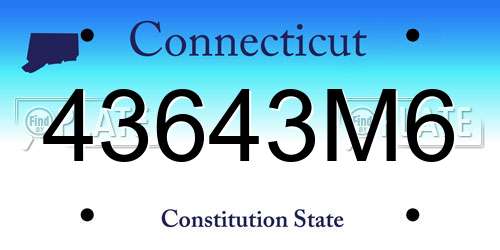 43643M6 Connecticut License Plate