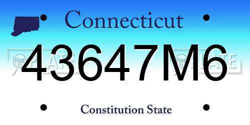 43647M6 Connecticut License Plate