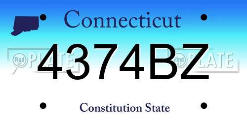 4374BZ Connecticut License Plate