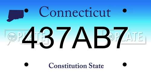 437AB7 Connecticut License Plate