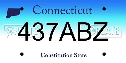 437ABZ Connecticut License Plate