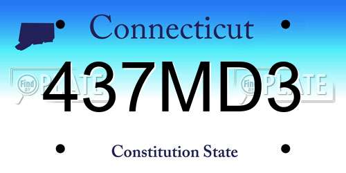 437MD3 Connecticut License Plate