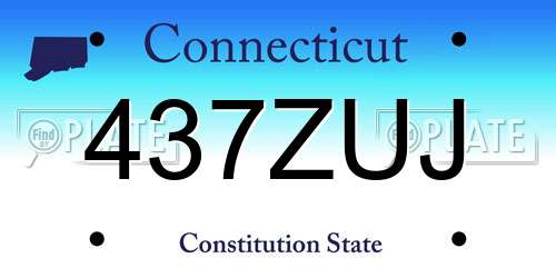 437ZUJ Connecticut License Plate