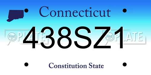 438SZ1 Connecticut License Plate