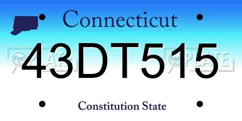 43DT515 Connecticut License Plate