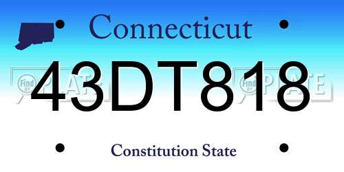 43DT818 Connecticut License Plate