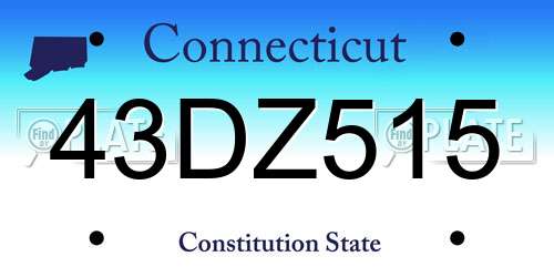 43DZ515 Connecticut License Plate