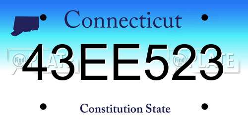 43EE523 Connecticut License Plate