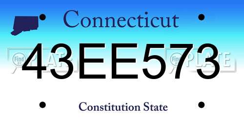 43EE573 Connecticut License Plate