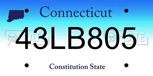 43LB805 Connecticut License Plate