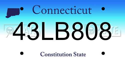 43LB808 Connecticut License Plate