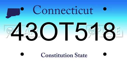 43OT518 Connecticut License Plate
