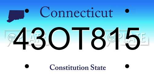 43OT815 Connecticut License Plate