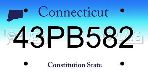 43PB582 Connecticut License Plate