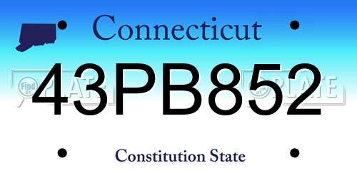 43PB852 Connecticut License Plate