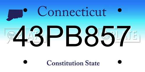 43PB857 Connecticut License Plate