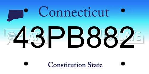 43PB882 Connecticut License Plate