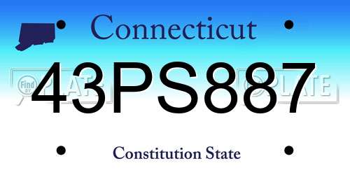 43PS887 Connecticut License Plate