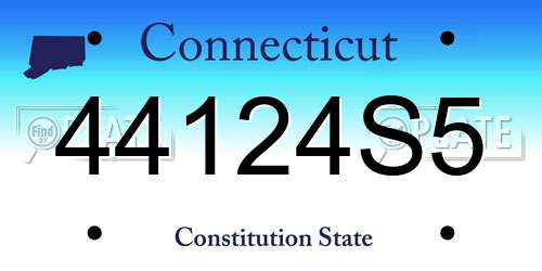 44124S5 Connecticut License Plate