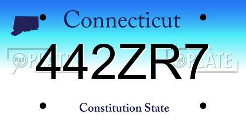 442ZR7 Connecticut License Plate