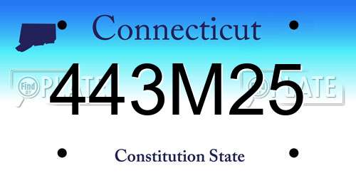 443M25 Connecticut License Plate
