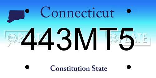 443MT5 Connecticut License Plate