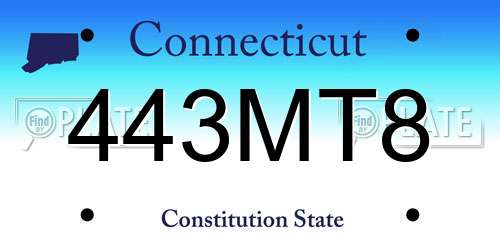 443MT8 Connecticut License Plate