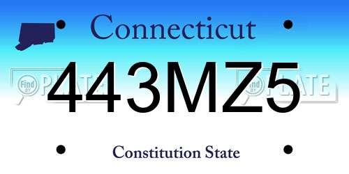 443MZ5 Connecticut License Plate