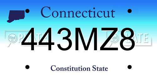 443MZ8 Connecticut License Plate