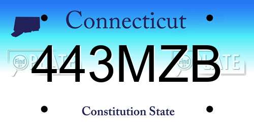 443MZB Connecticut License Plate