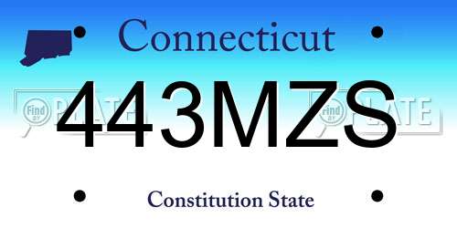 443MZS Connecticut License Plate
