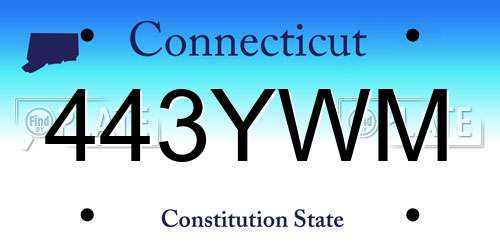 443YWM Connecticut License Plate