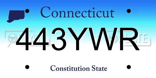 443YWR Connecticut License Plate