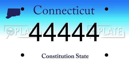 44444 Connecticut License Plate