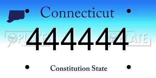 444444 Connecticut License Plate