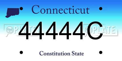 44444C Connecticut License Plate