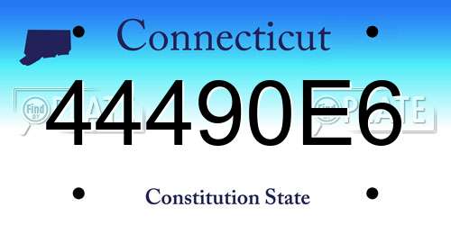 44490E6 Connecticut License Plate