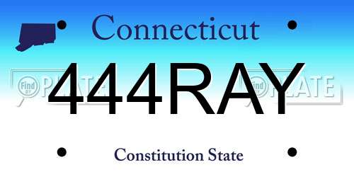 444RAY Connecticut License Plate