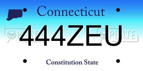 444ZEU Connecticut License Plate