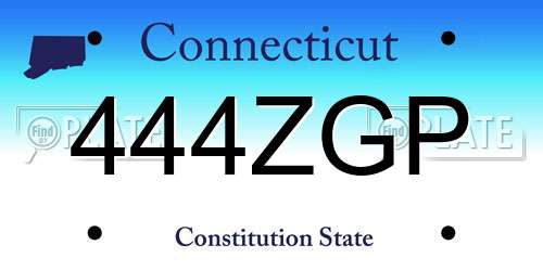 444ZGP Connecticut License Plate