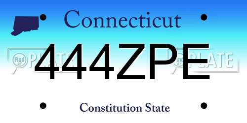 444ZPE Connecticut License Plate