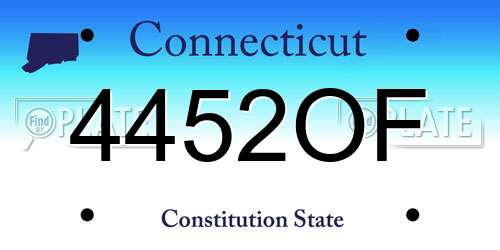 4452OF Connecticut License Plate