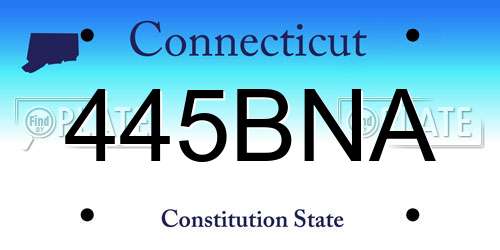 445BNA Connecticut License Plate