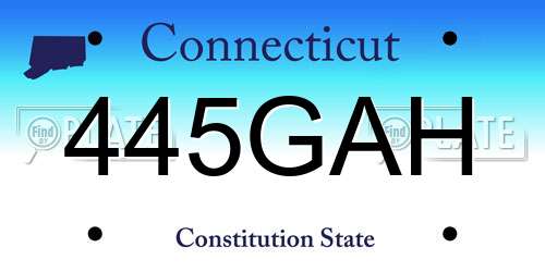 445GAH Connecticut License Plate