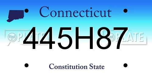 445H87 Connecticut License Plate