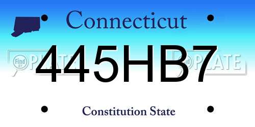 445HB7 Connecticut License Plate