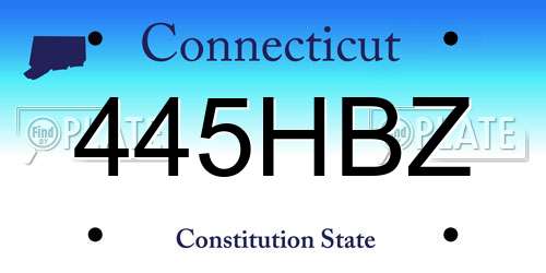 445HBZ Connecticut License Plate