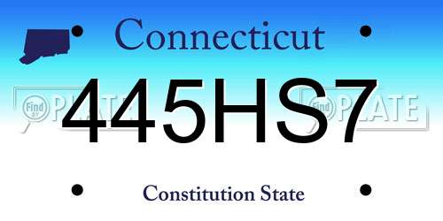 445HS7 Connecticut License Plate